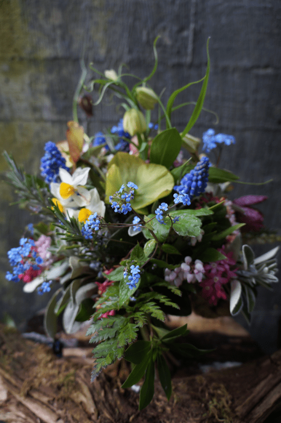 Άνοιξη floral διάταξη με νάρκισσους και muscari